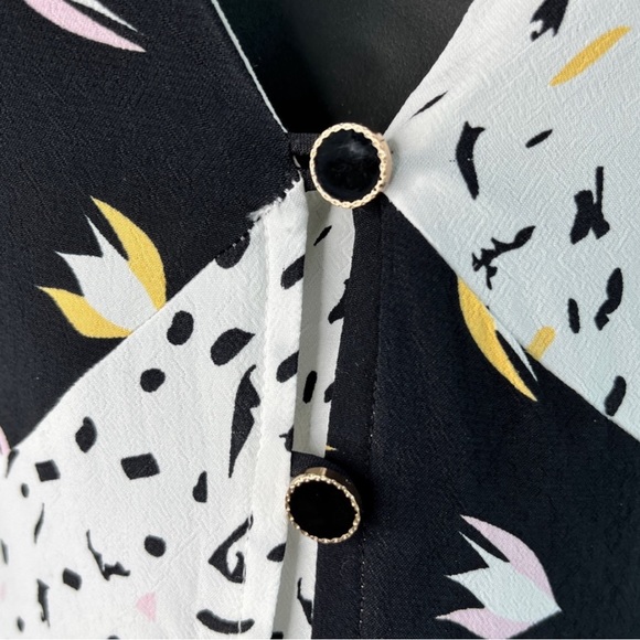 Rahi SZ S Black/White Confetti Patchwork Puff Sleeve Maxi Dress - Picture 6 of 10